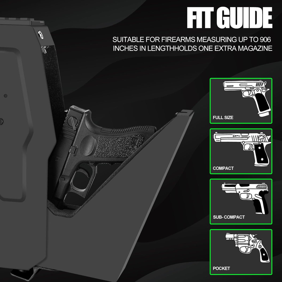VAULTIQ StrikeLock™ – Biometric Mounted Gun Safe | Auto-Open Access for Nightstand, Desk, Wall & Truck | Fingerprint + 4-Button Backlit Keypad + Key